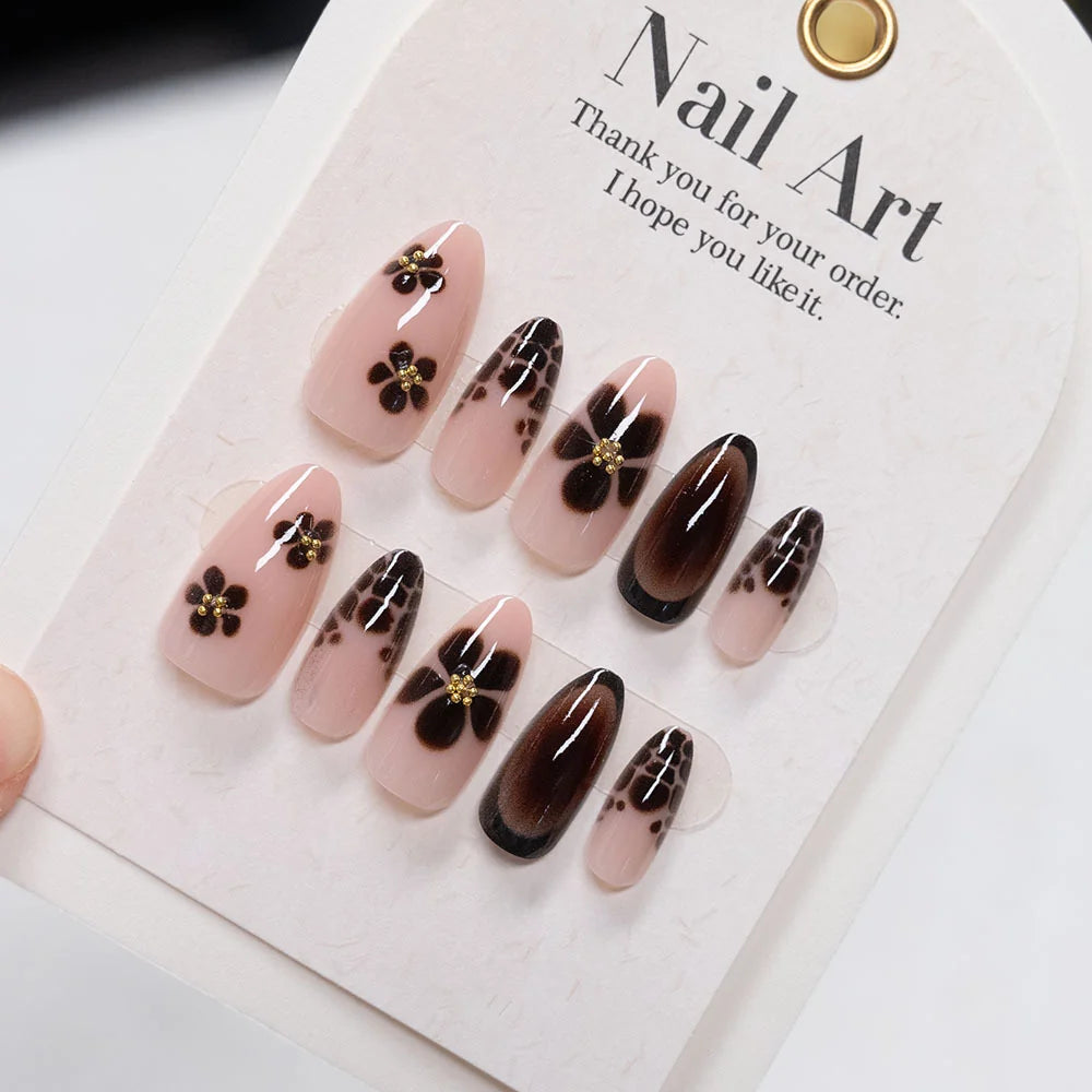 Press-On Nails Floral Design Durable & Reusable