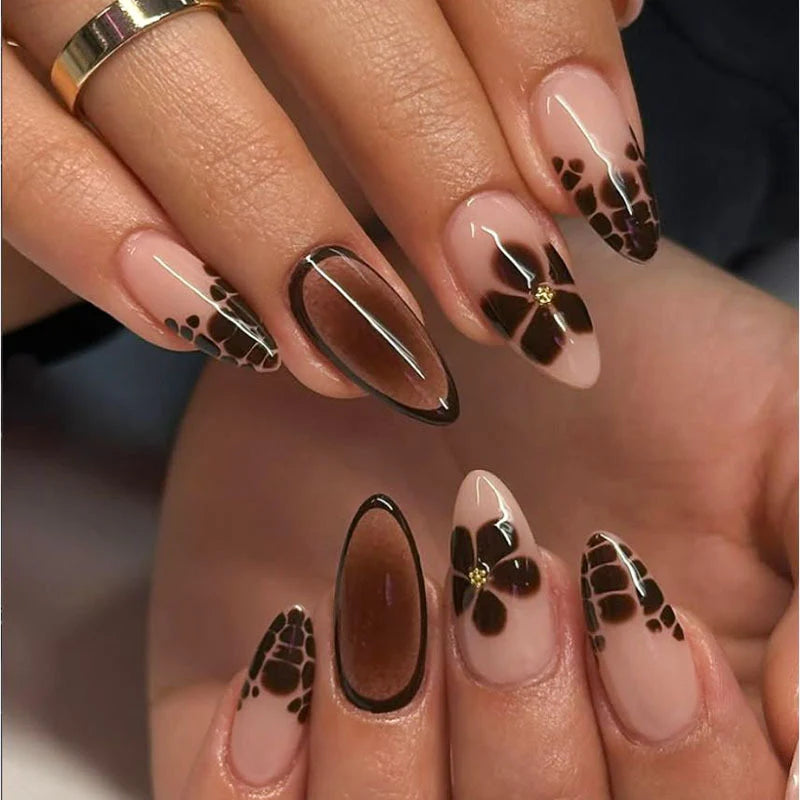 Press-On Nails Floral Design Durable & Reusable