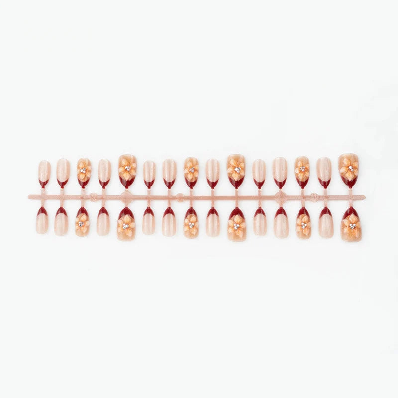 Press-On Nails Floral Design Easy Application