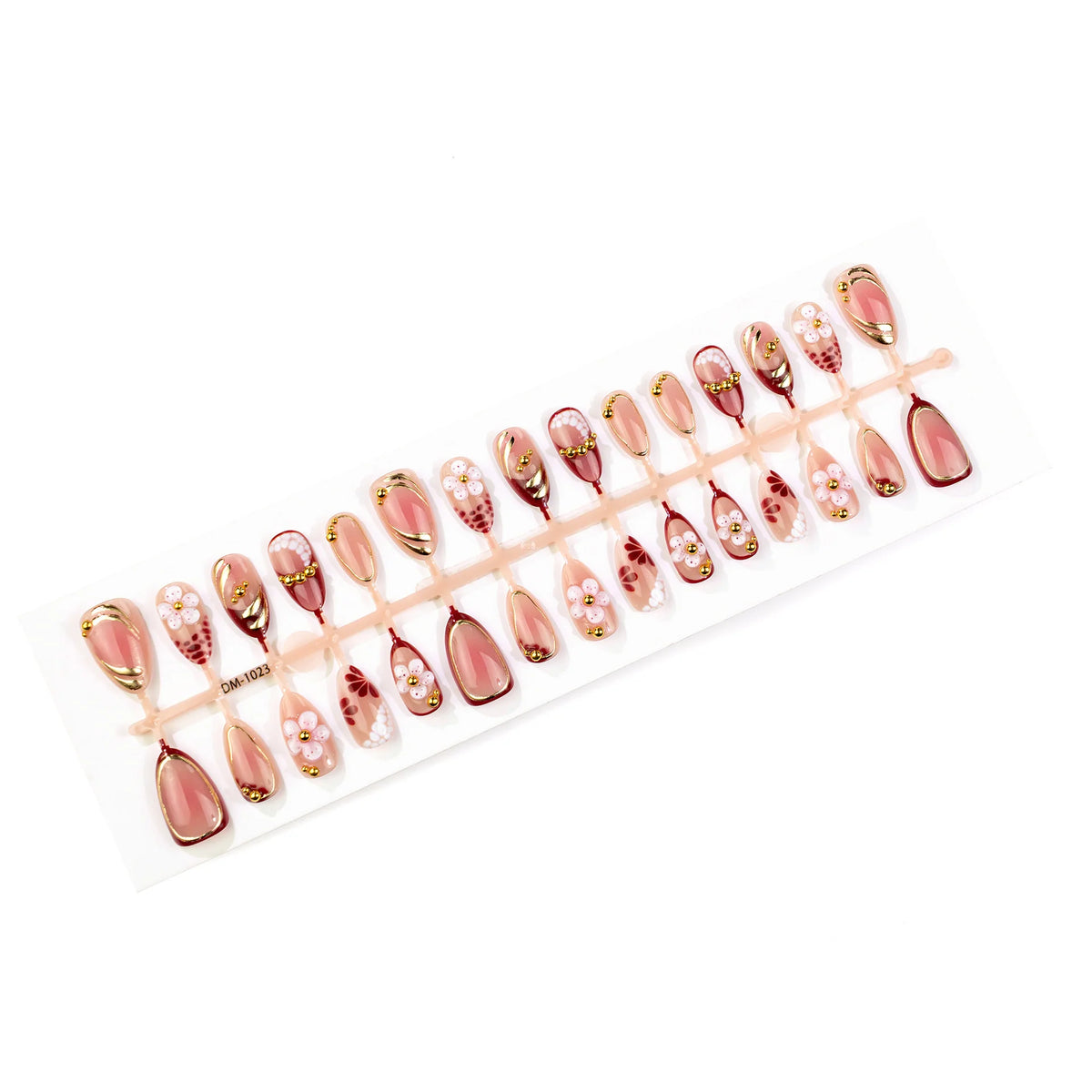 Press-On Nails Floral Design Easy Application