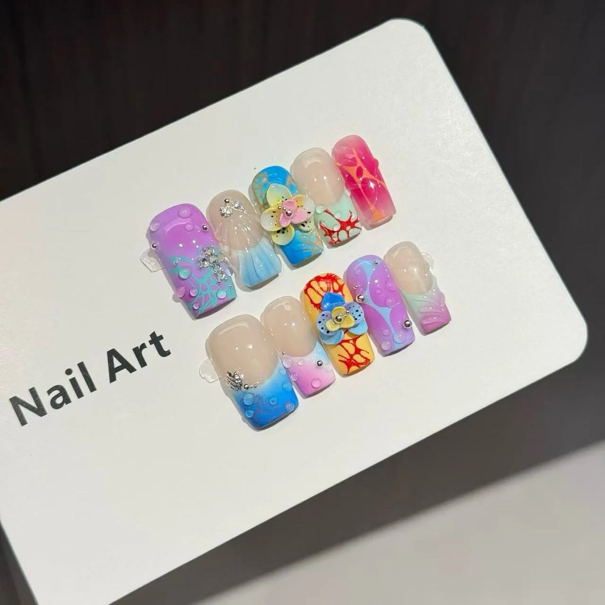 Press-On Nails Floral Design Easy Application