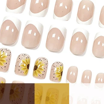 Press-On Nails Floral Design Easy Application 24 Piece