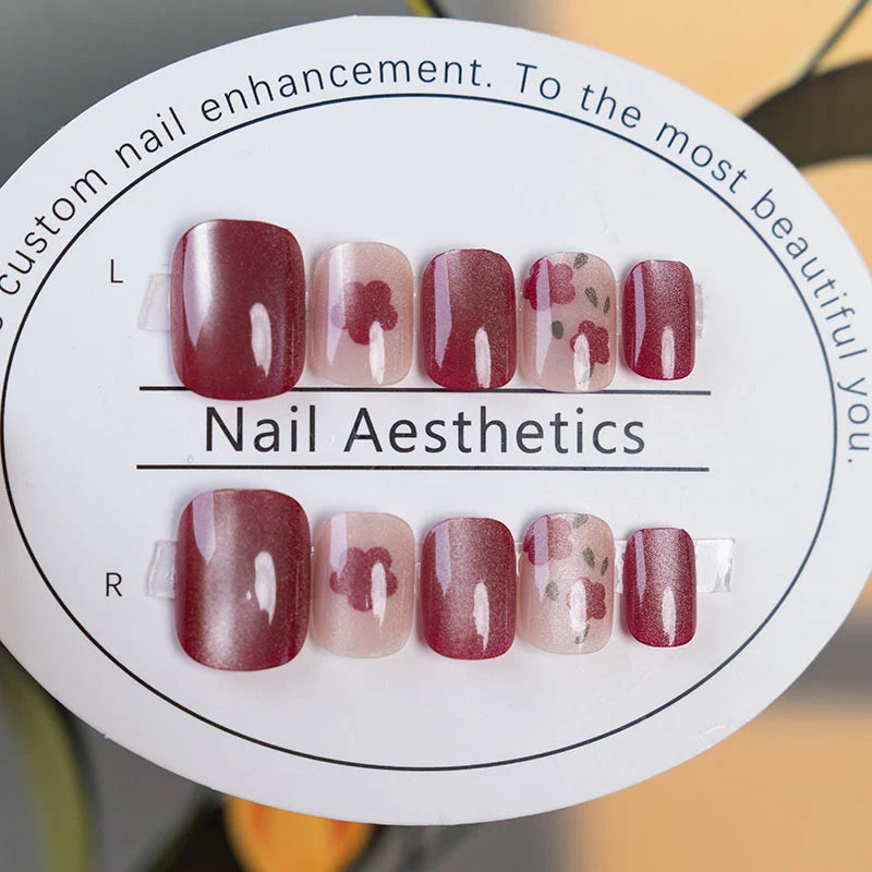 Press-On Nails Floral Design & Easy Application