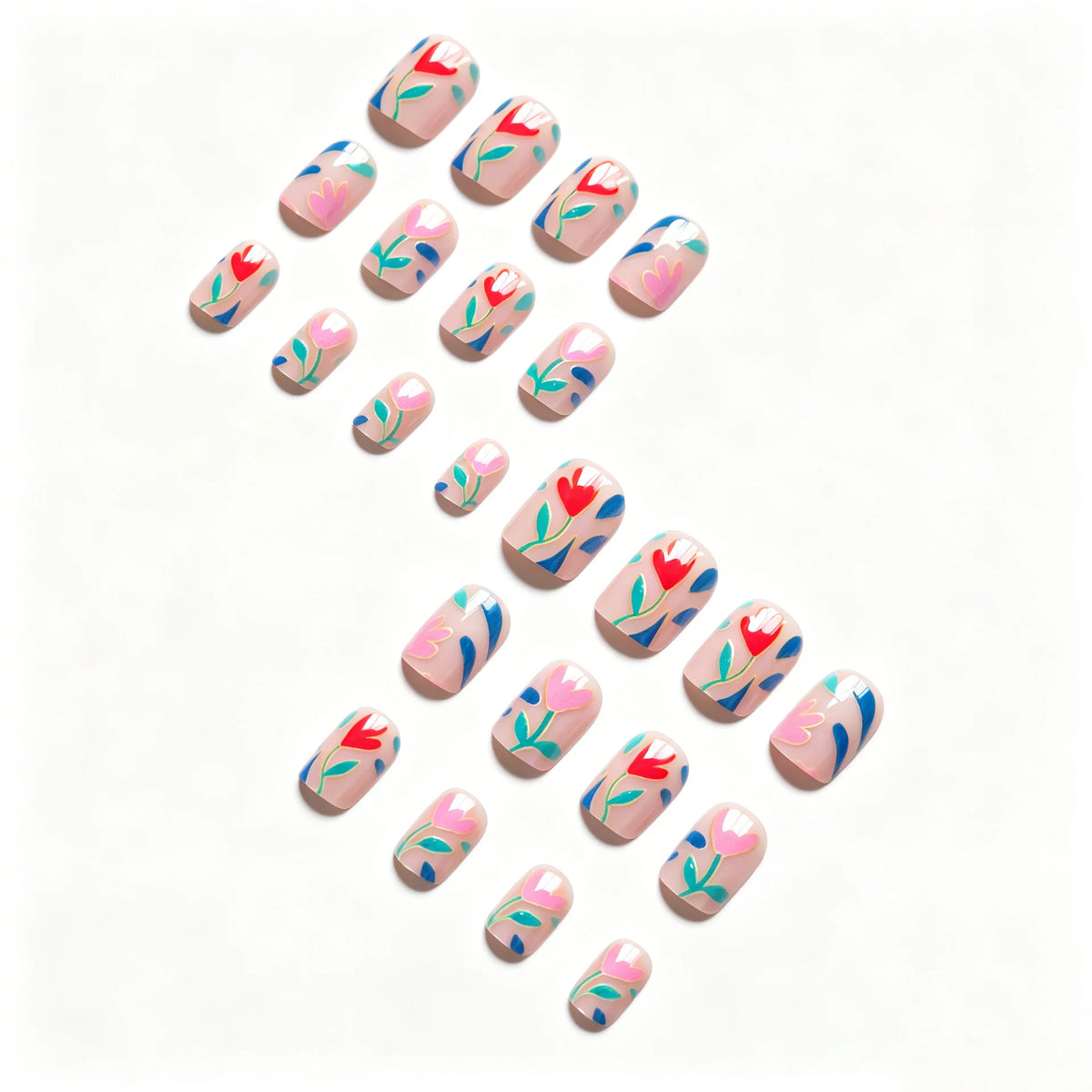 Press-On Nails Floral Design Easy Application