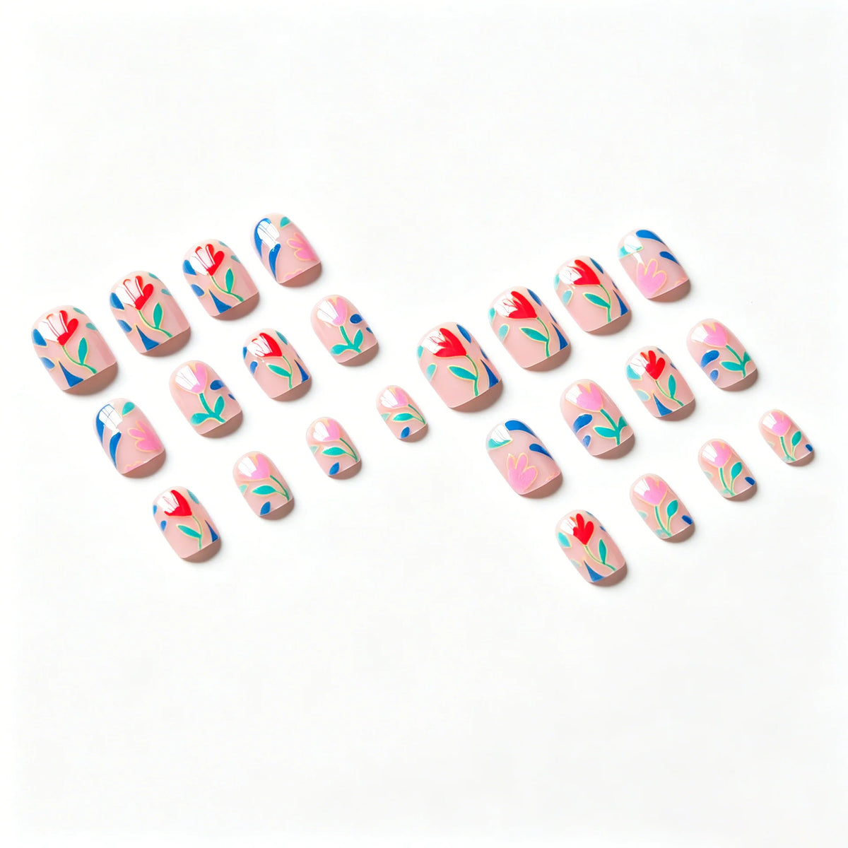 Press-On Nails Floral Design Easy Application