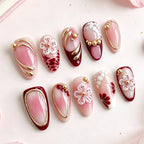 Press-On Nails Floral Design Easy Application