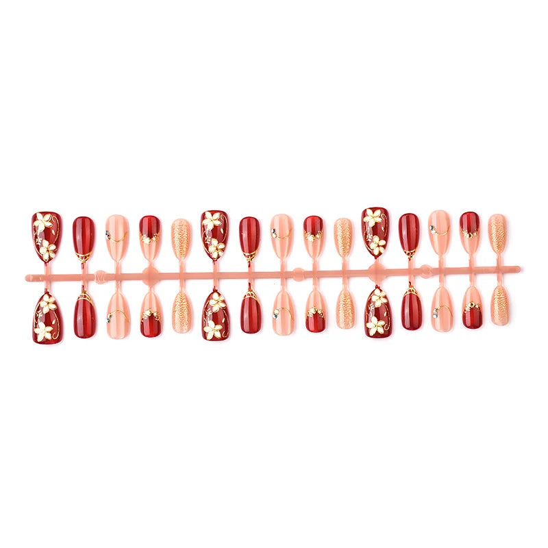 Press-On Nails Floral Design Easy Application