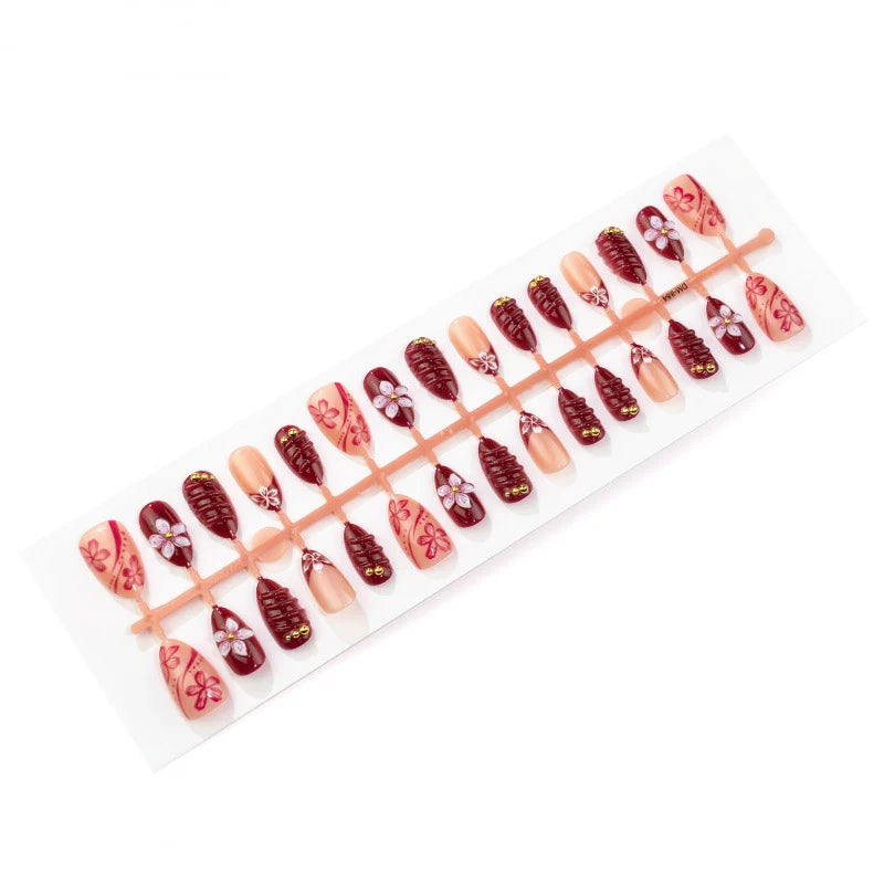Press-On Nails Floral Design Easy Application