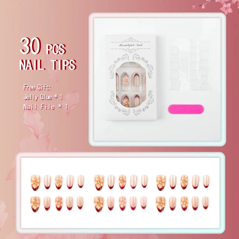 Press-On Nails Floral Design Easy Application