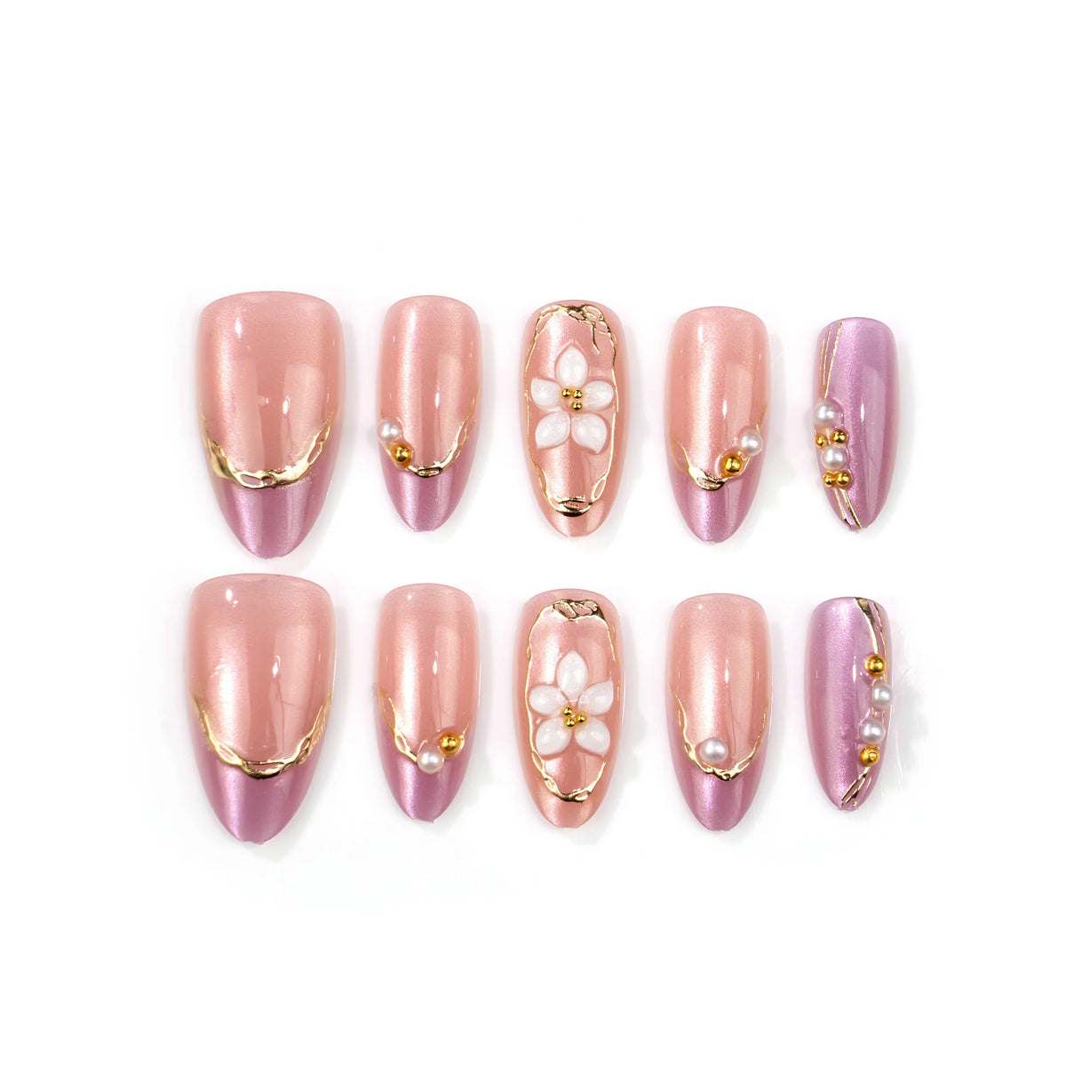 Press-On Nails Floral Design Easy Application & Customizable Fit