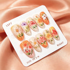 Press-On Nails Floral Design Easy Application & Damage-Free Removal