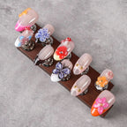Press-On Nails Floral Design Easy Application & Long-Lasting