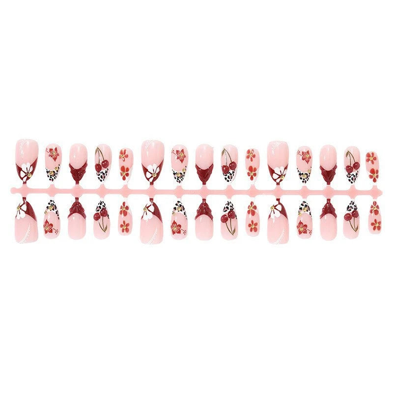 Press-On Nails Floral Design Easy Apply & Long-Lasting