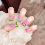 Press-On Nails Floral Design Easy Apply & Reusable