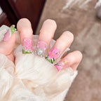 Press-On Nails Floral Design Easy Apply & Reusable