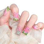 Press-On Nails Floral Design Easy Apply & Reusable