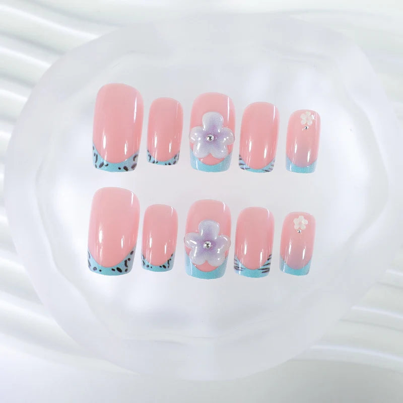 Press-On Nails Floral Design Full-Cover & Multiple Sizes