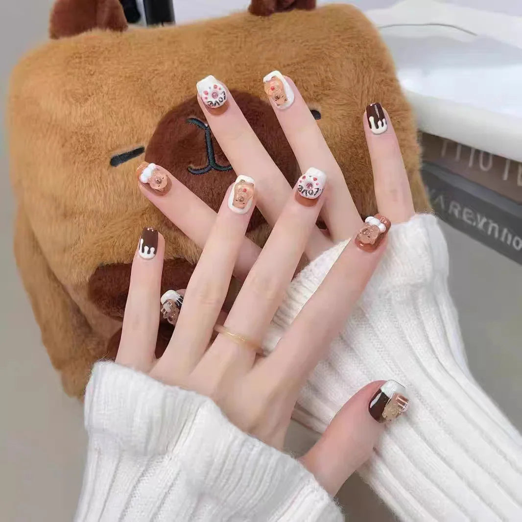 Press-On Nails Floral Design Full-Cover Multiple Sizes