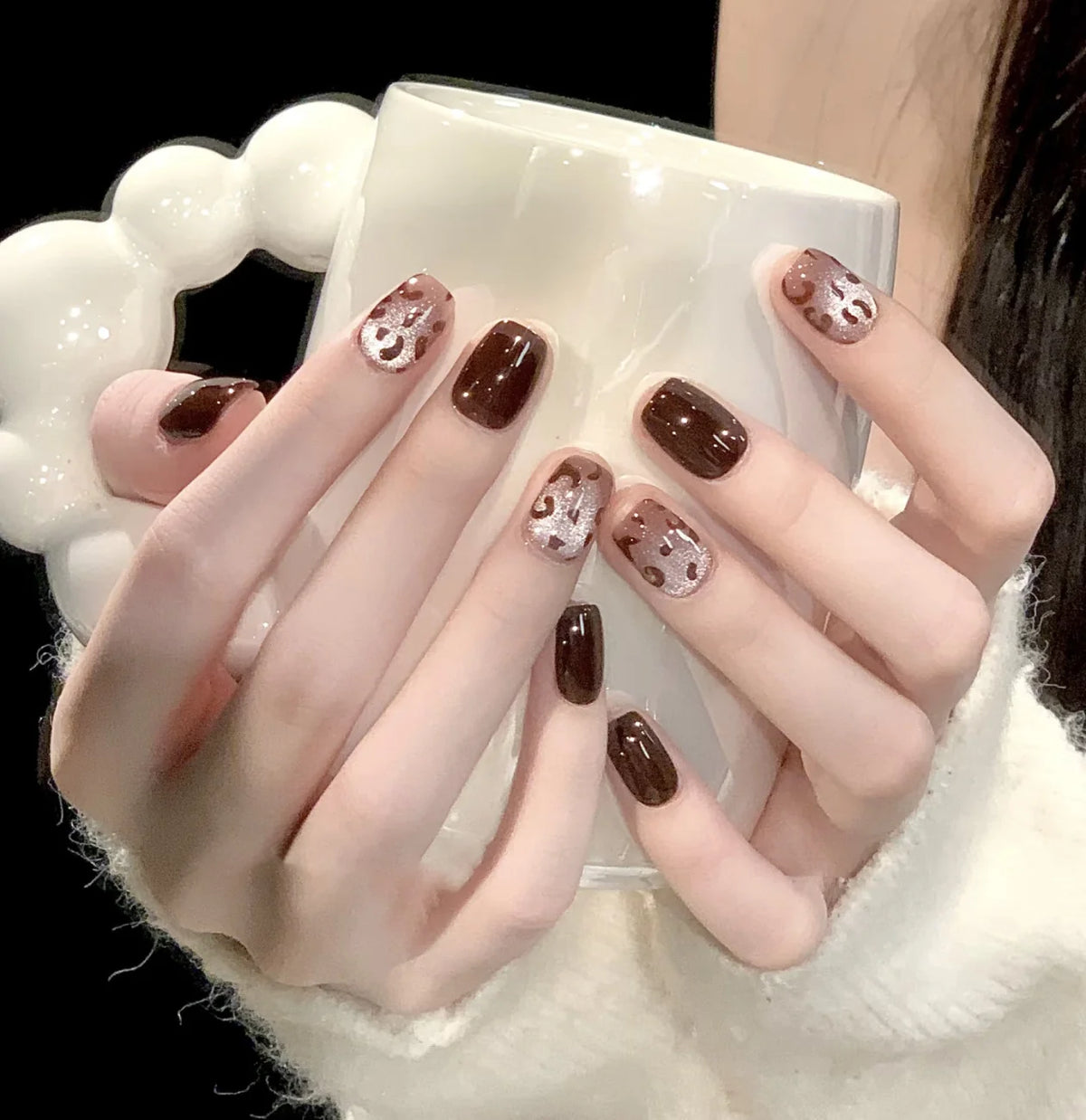 Press-On Nails Floral Design Full-Cover Multiple Sizes