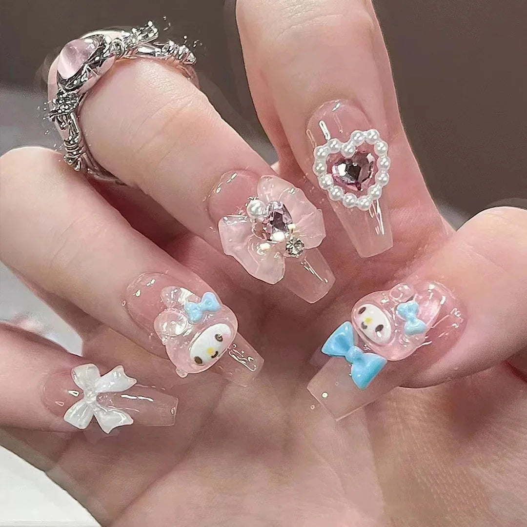 Press-On Nails Floral Design Full-Cover Multiple Sizes