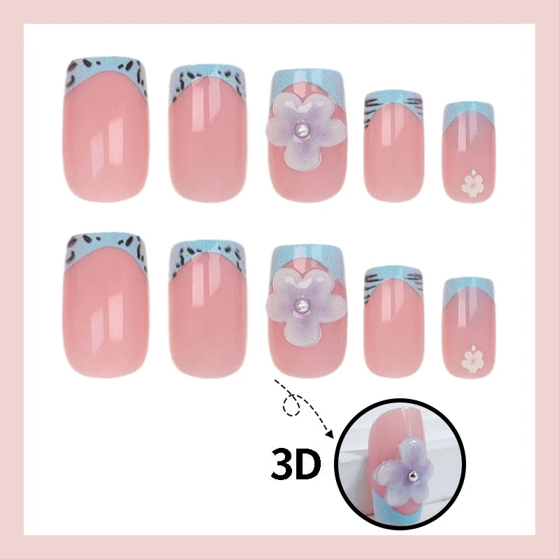 Press-On Nails Floral Design Full-Cover & Multiple Sizes