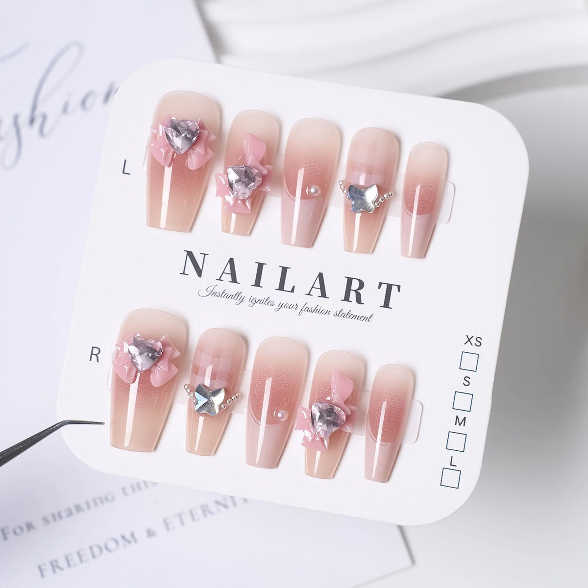 Press-On Nails Floral Design Full-Cover Multiple Sizes