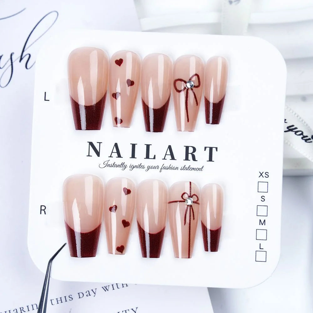 Press-On Nails Floral Design Full-Cover Multiple Sizes