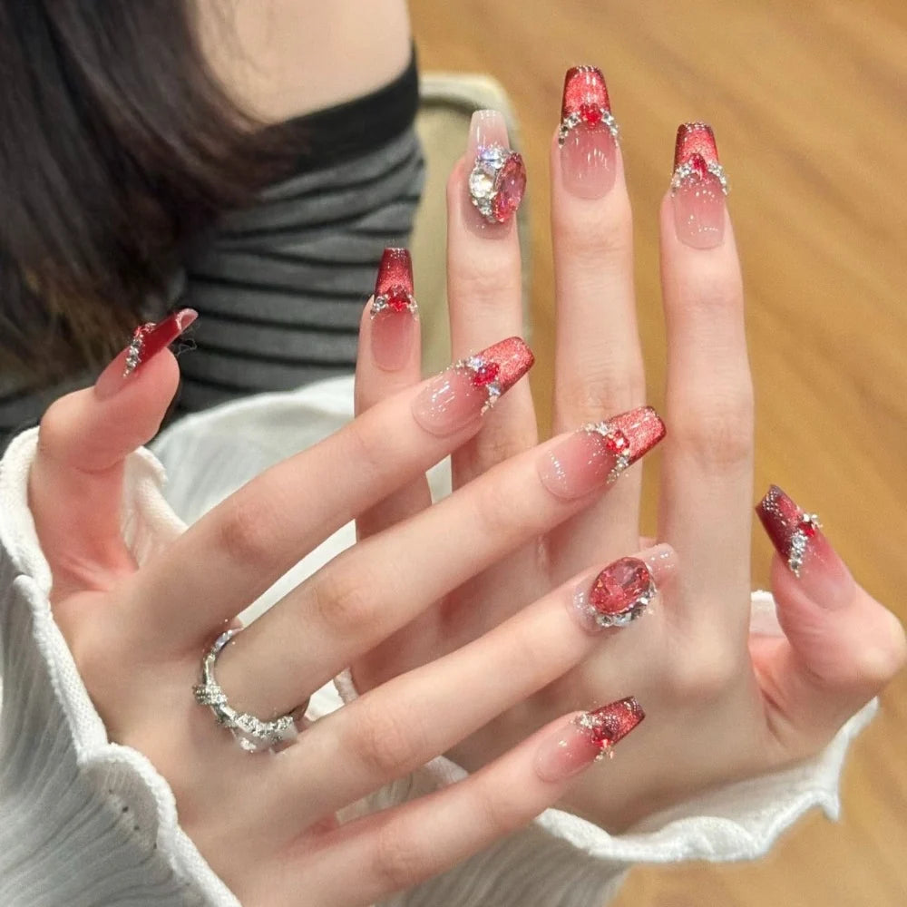 Press-On Nails Floral Design Full-Cover Multiple Sizes