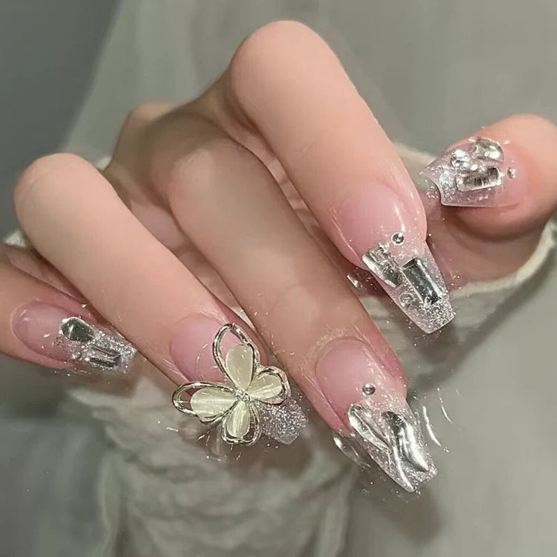 Press-On Nails Floral Design Full-Cover Multiple Sizes