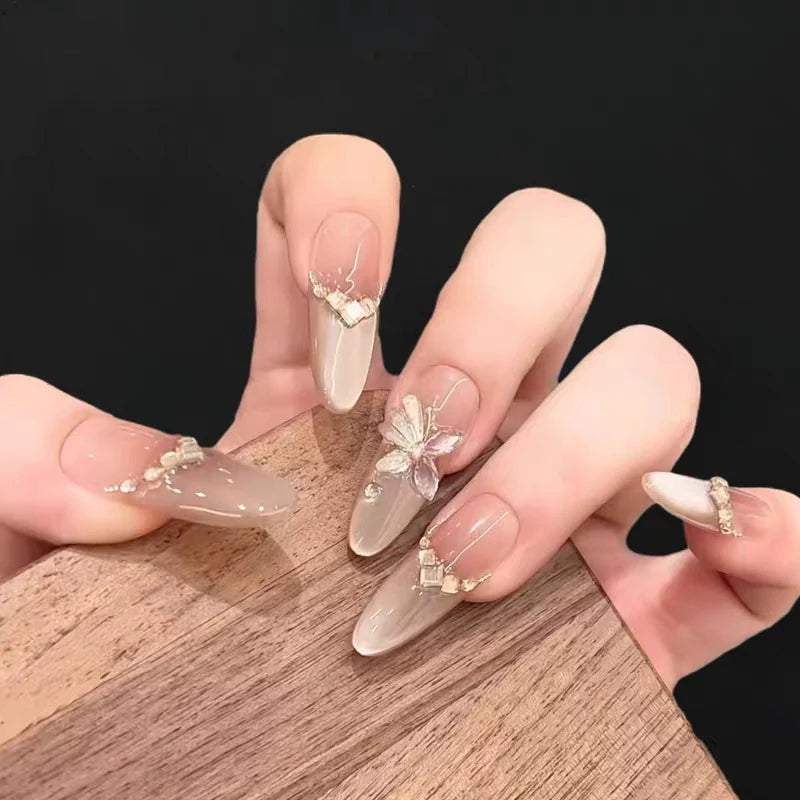 Press-On Nails Floral Design Full-Cover Multiple Sizes