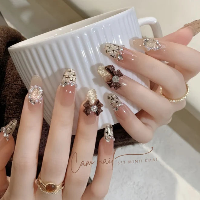 Press-On Nails Floral Design Full-Cover Multiple Sizes
