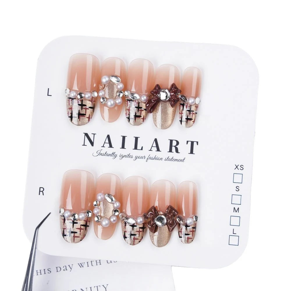 Press-On Nails Floral Design Full-Cover Multiple Sizes