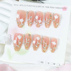 Press-On Nails Floral Design & Glitter Stones