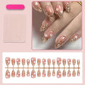 Press-On Nails Floral Design & Glitter Stones