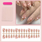 Press-On Nails Floral Design & Glitter Stones