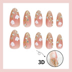 Press-On Nails Floral Design & Glitter Stones