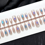 Press-On Nails Floral Design Glossy Finish & Multiple Sizes