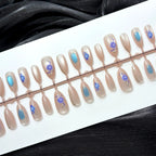 Press-On Nails Floral Design Glossy Finish & Multiple Sizes