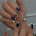 Press-On Nails Floral Design Glossy Finish Peel-And-Stick