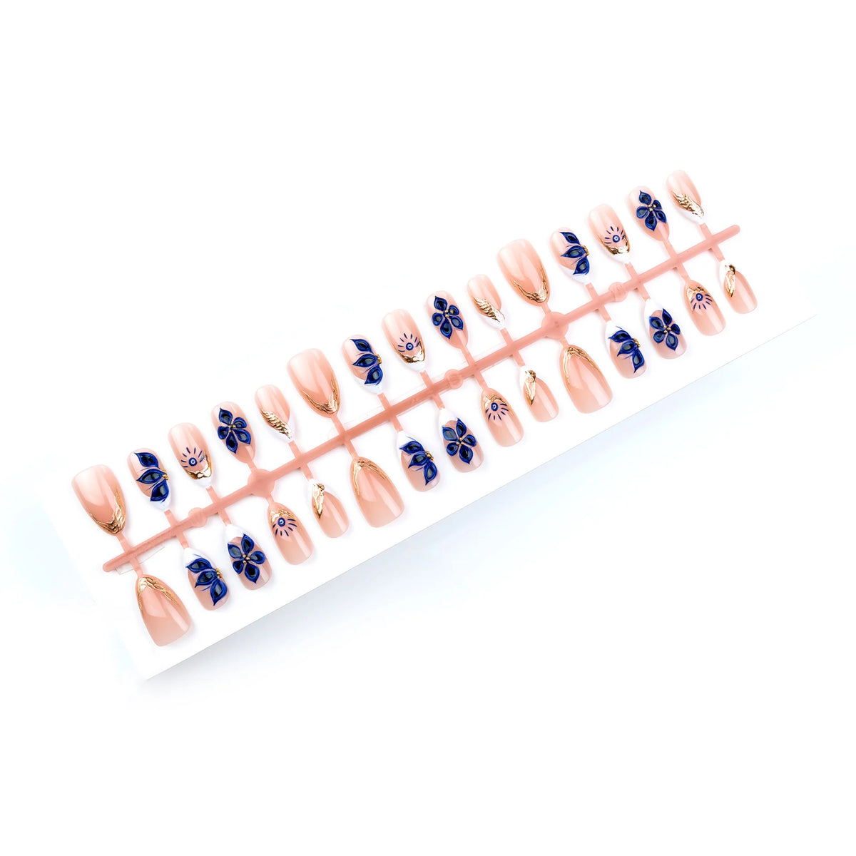 Press-On Nails Floral Design Glossy Finish Peel-And-Stick