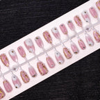 Press-On Nails Floral Design Glossy Finish & Sparkling Accents