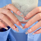 Press-On Nails Floral Design Glue-Free Instant Manicure
