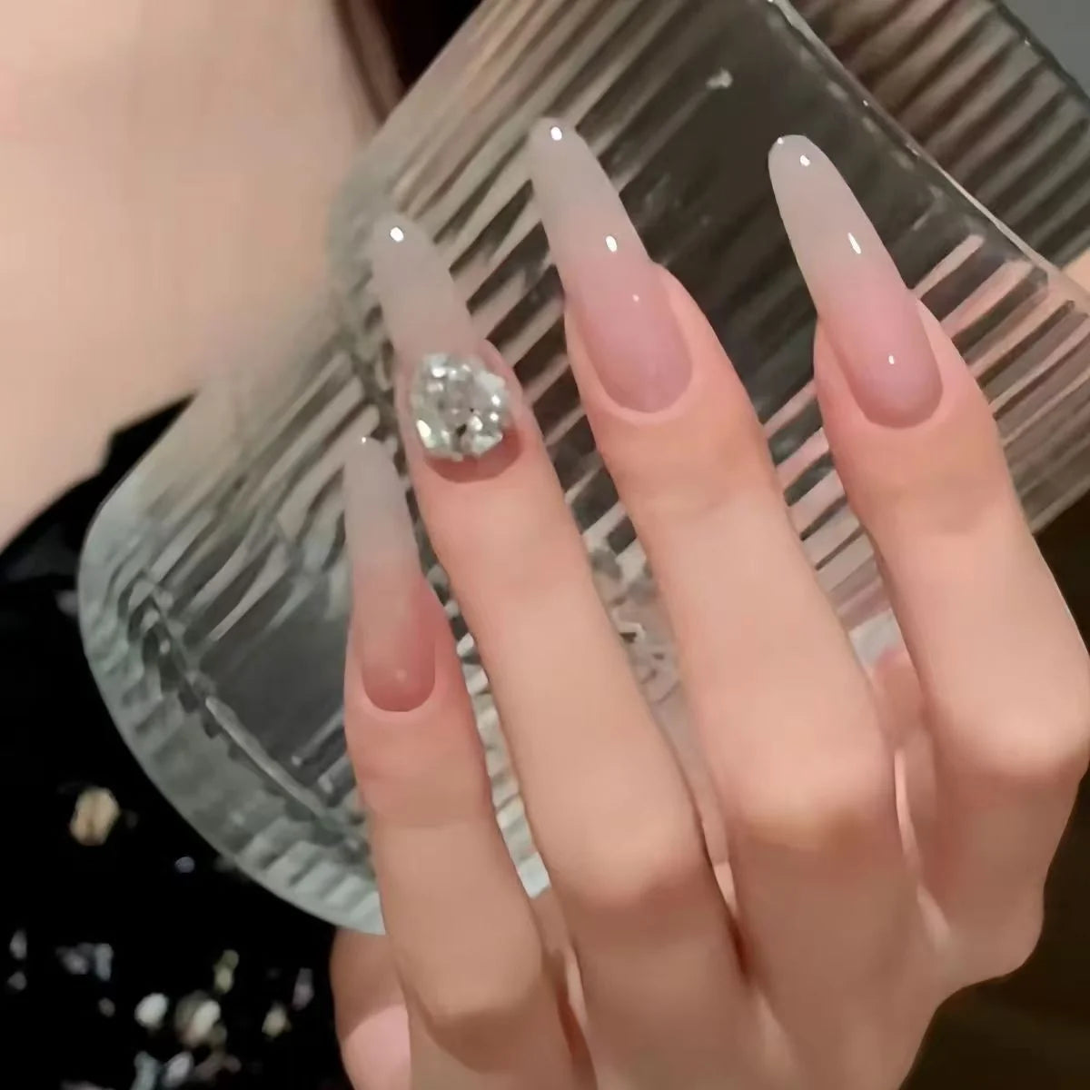 Press-On Nails Floral Design Glue-Free Instant Manicure
