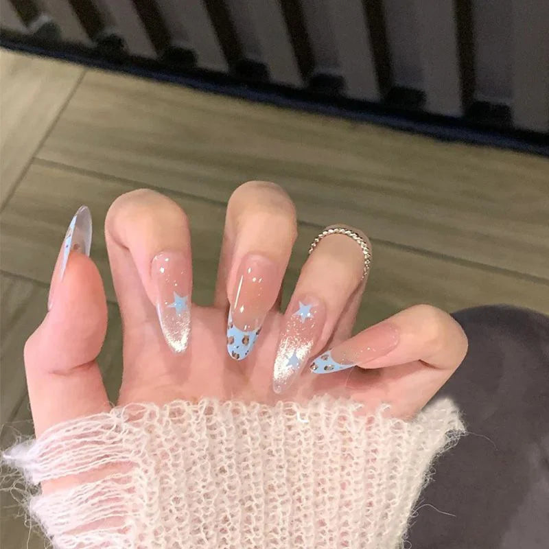Press-On Nails Floral Design Glue-Free Instant Manicure