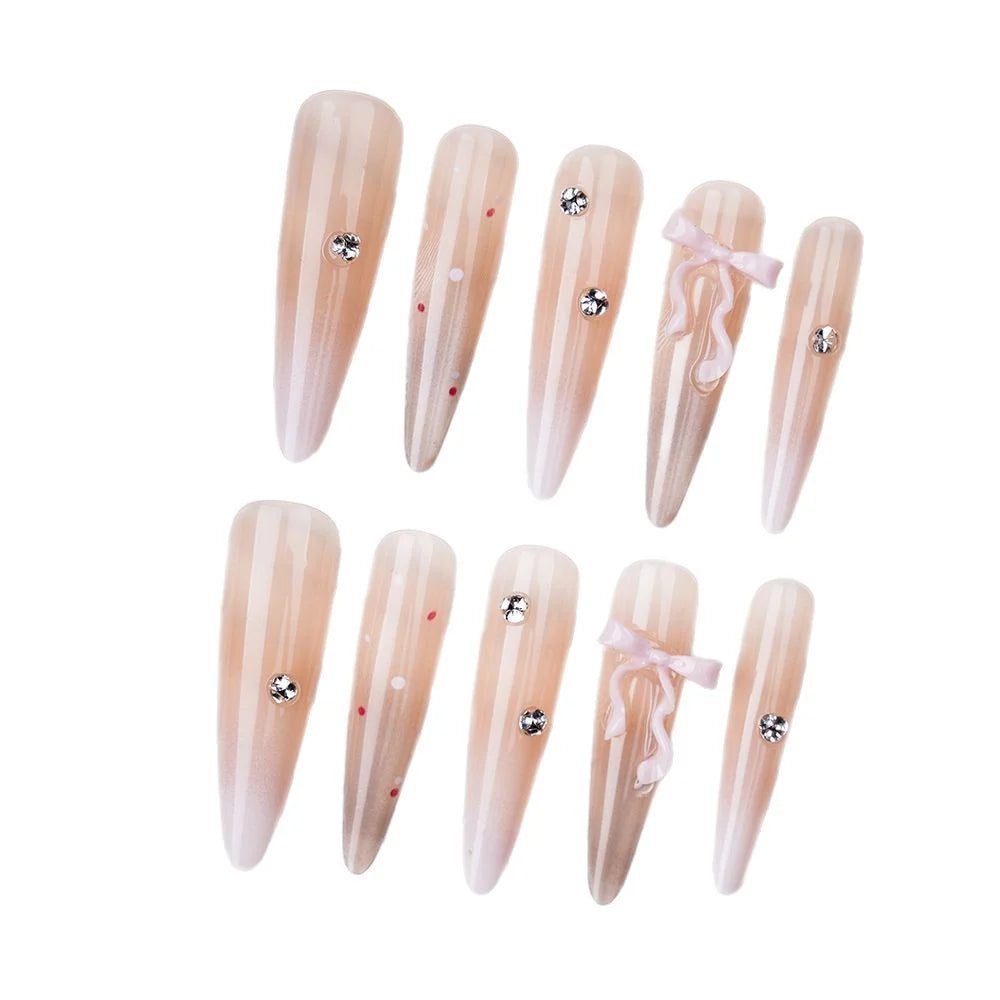 Press-On Nails Floral Design Glue-Free Instant Manicure