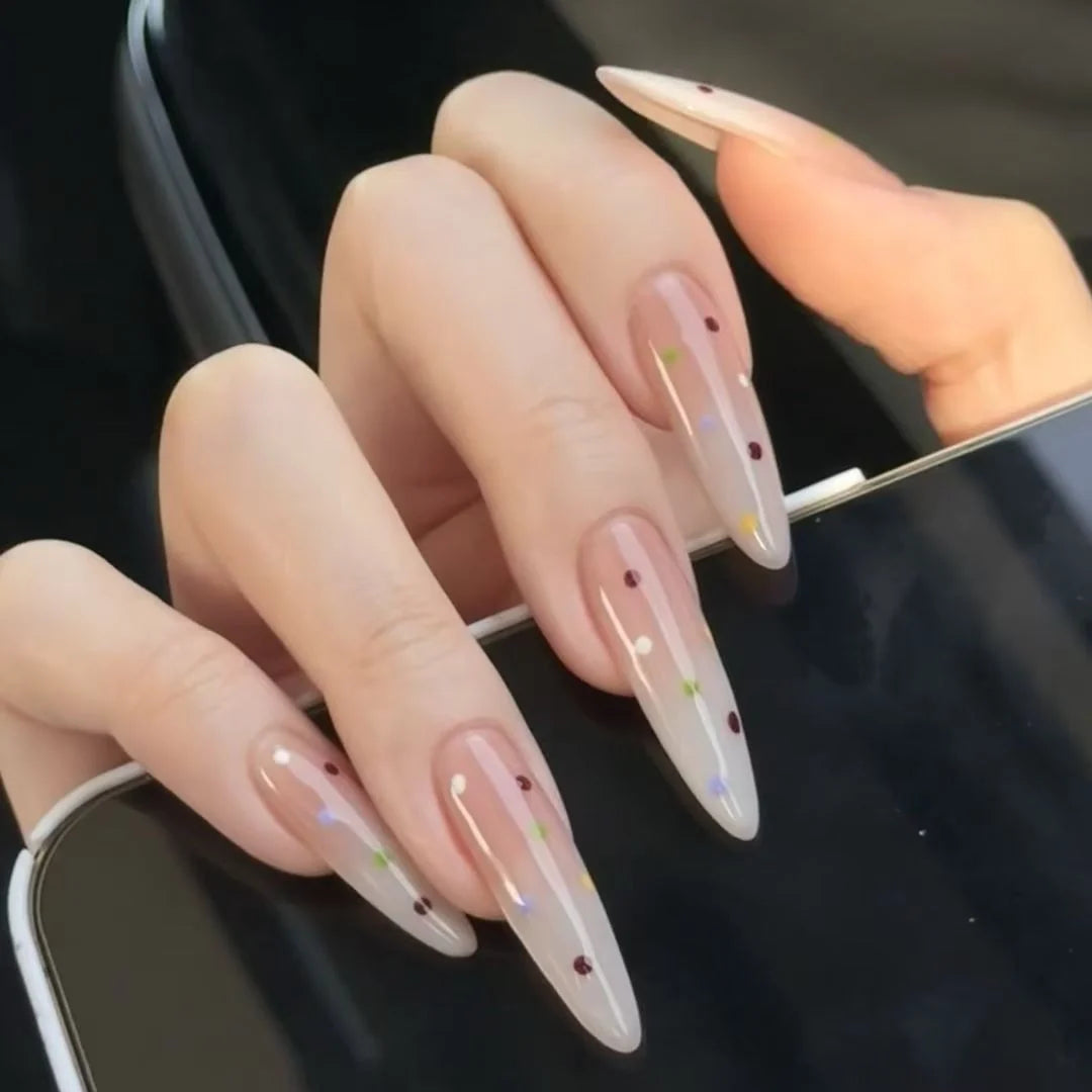 Press-On Nails Floral Design Glue-Free Instant Manicure