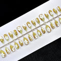 Press-On Nails Floral Design Gold Accents