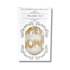 Press-On Nails Floral Design Gold Accents