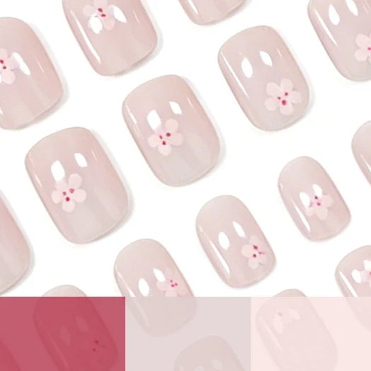 Press-On Nails Floral Design Long-Lasting 24 Pieces