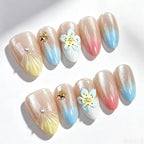 Press-On Nails Floral Design Long-Lasting Multiple Sizes